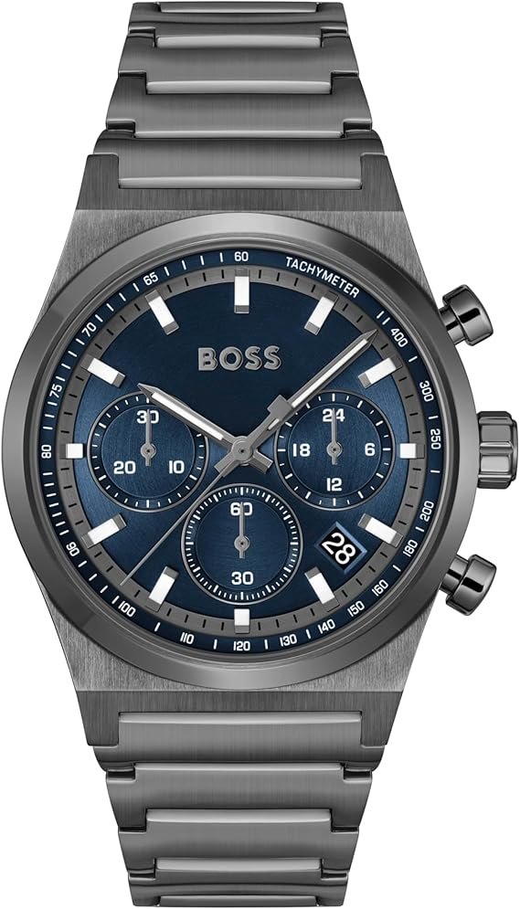 718wQ1kIGBL._AC_SX569_ BOSS Chronograph Quartz Watch for Men Candor Chrono Collection - Available with Stainless Steel Bracelet, Leather or Silicone Strap HB1514223