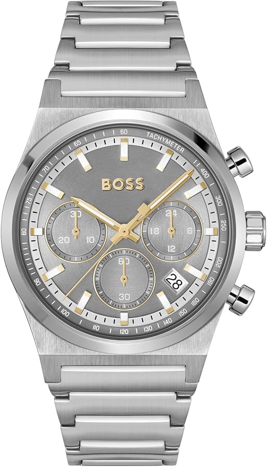 BOSS Chronograph Quartz Watch for Men Candor Chrono Collection - Available with Stainless Steel Bracelet, Leather or Silicone Strap HB1514221