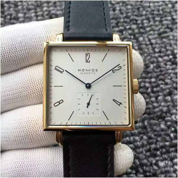 Nomos Tangente Square Yellow Gold White Dial German Alpha