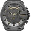 Diesel Mega Chief Chronograph Grey Dial Grey Steel Strap Watch For Men  DZ4466