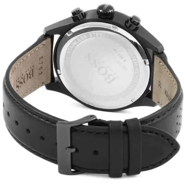 NEW HUGO BOSS GRAND PRIX HB1513474 BLACK/LEATHER CHRONOGRAPH QUARTZ MENS WATCH