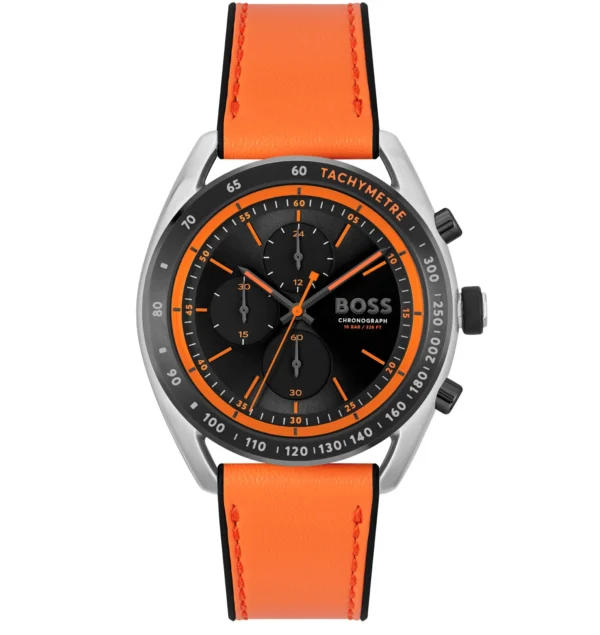top hot Hugo Boss Center Court Orange Silicone Strap Men's Chronograph watch hb1514025 1514025