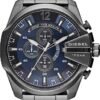 Diesel Master Chief Men's Watch with Stainless Steel Bracelet, Silicone or Leather Band; Analog or Digital Movement DZ4329