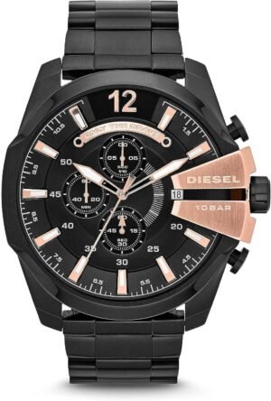 Diesel Master Chief Men's Watch with Stainless Steel Bracelet, Silicone or Leather Band; Analog or Digital Movement DZ4338