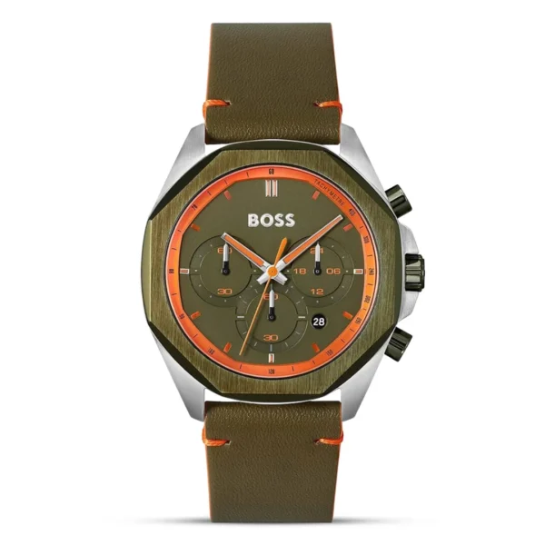 Hugo Boss Cloud Green Dial Leather Strap Watch| HB1514018 1514018