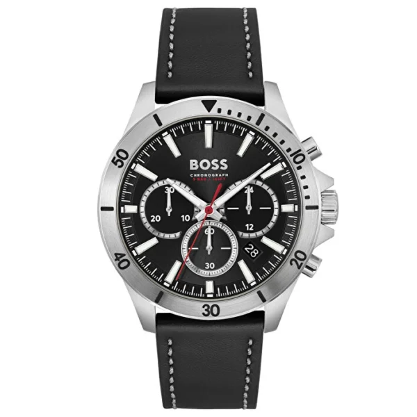 Hugo Boss Leather Strap Black Dial Men's Watch HB1514055 1514055