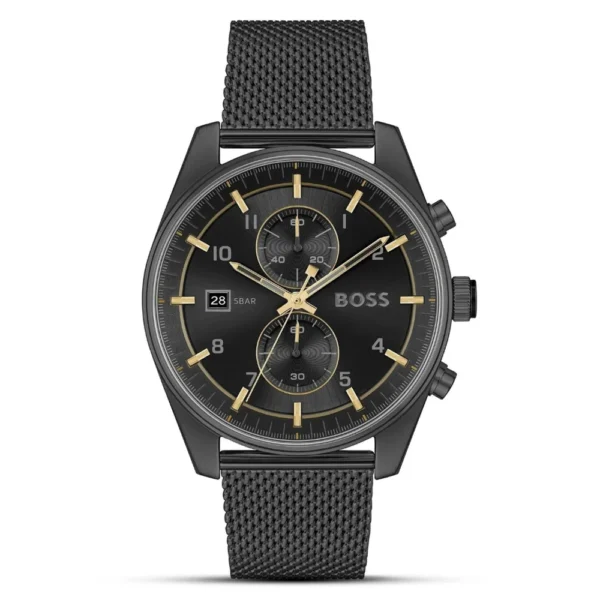 HUGO BOSS SKYTRAVELLER BLACK DIAL MENS WATCH | HB1514150