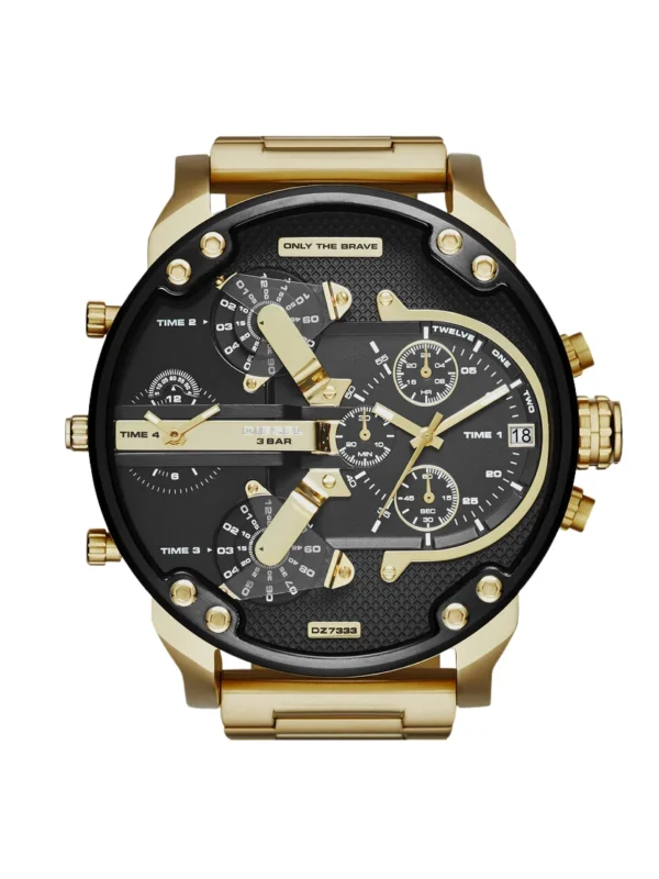 DIESEL Mr. Daddy 2.0 Gold Black Dial Original Chrono Quartz Men's Watch DZ7333