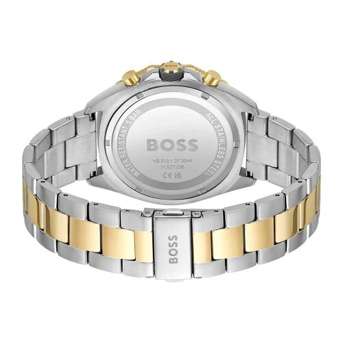 Hugo Boss hb1513974 Men's Energy Chronograph Watch Grey Dial Two-Tone Bracelet Dodecagon Bezel 44mm