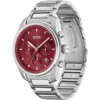Hugo Boss HB1514004 Mens' Red & Silver Stainless Chronograph Watch + Gift Bag 1514004