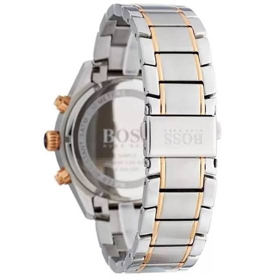 Hugo Boss Grand Prix Chronograph Black Dial Two Tone Steel Strap Watch HB1513473