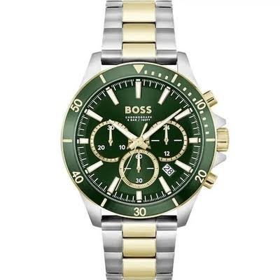 NEW BOSS TROPER HB1514154 SILVER GOLD GREEN DIAL MEN'S WATCH 1514154