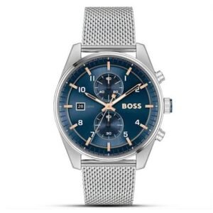 HUGO BOSS Skytraveller Silver Tone Blue Dial Men's Watch | HB1514149 1514149
