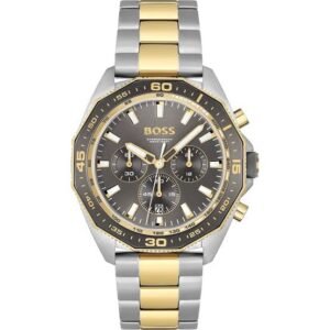 Hugo Boss hb1513974 Men's Energy Chronograph Watch Grey Dial Two-Tone Bracelet Dodecagon Bezel 44mm