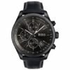 NEW HUGO BOSS GRAND PRIX HB1513474 BLACK/LEATHER CHRONOGRAPH QUARTZ MENS WATCH