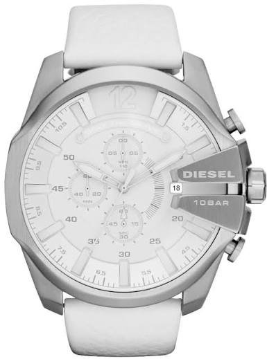 Diesel DZ-4292 57mm white leather quartz mens huge watch