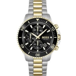 Hugo Boss Admiral Men Chronograph Watch Two Tone Silver Gold Black Dial HB1513908