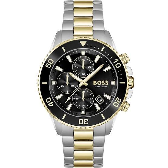Hugo Boss Admiral Men Chronograph Watch Two Tone Silver Gold Black Dial HB1513908