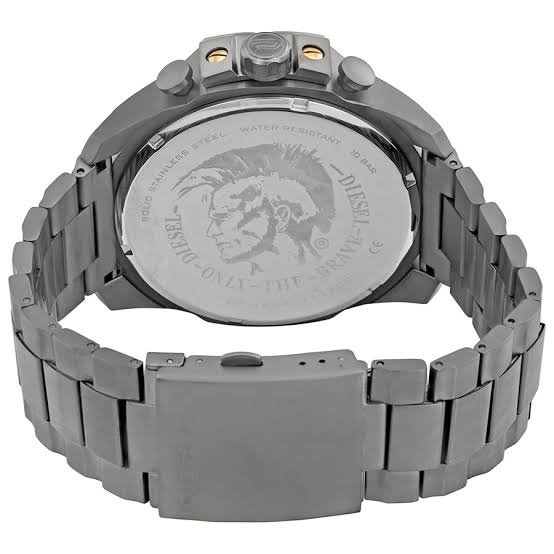 Diesel Mega Chief Chronograph Grey Dial Grey Steel Strap Watch For Men  DZ4466