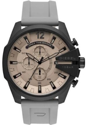 Diesel DZ4496 Mega Chief Men’s Chronograph Gray Dial Silicone Strap 51mm Watch Diesel