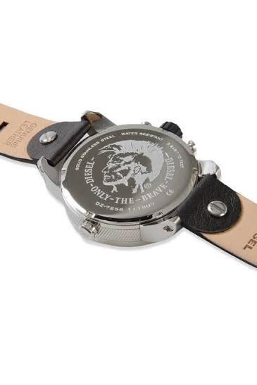 DIESEL LITTLE DADDY DZ-7256 Men's Watch Leather Black 51.3mm Windshield scratche