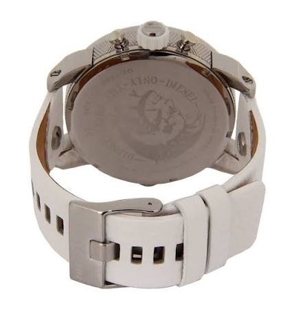 Diesel Badass Chronograph White Dial White Leather Strap Watch For Men - DZ7265