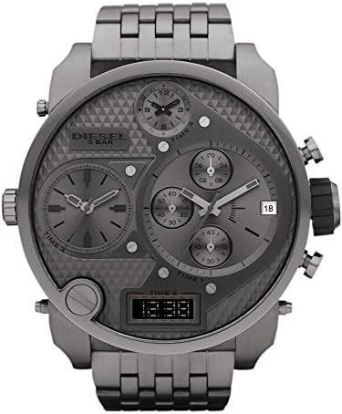 Diesel Mr. Daddy Men's Grey Ana-Digi Dial Stainless Steel Band Chronograph Watch - Dz7247, Analog-Digital Display, Quartz