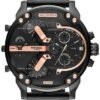 NEW DIESEL MR BIG DADDY 2.0 DZ7312 57MM XL BLACK & ROSE GOLD MENS WATCH