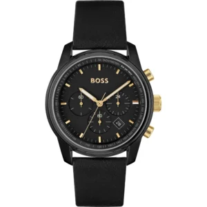 HUGO BOSS MENS TRACE CHRONO WATCH HB1514003 BLACK DIAL - WARRANTY 1514003