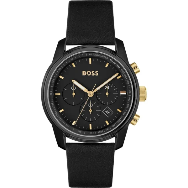 HUGO BOSS MENS TRACE CHRONO WATCH HB1514003 BLACK DIAL - WARRANTY 1514003