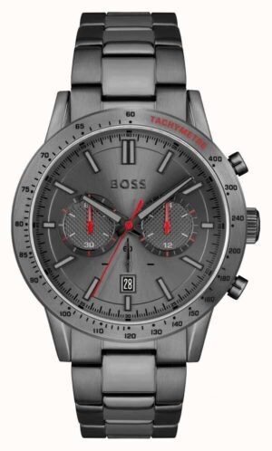 HUGO BOSS HB1513924 Allure Chronograph Grey Dial Strap Gunmetal Men's Watch 44mm 1513924