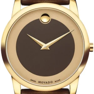 Movado Museum Classic Brown Dial Brown Leather Strap Watch For Men - 0606880