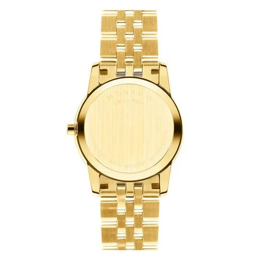 Movado Museum Classic Diamonds Mother of Pearl Dial Gold Steel Strap Watch For Women - 0606998