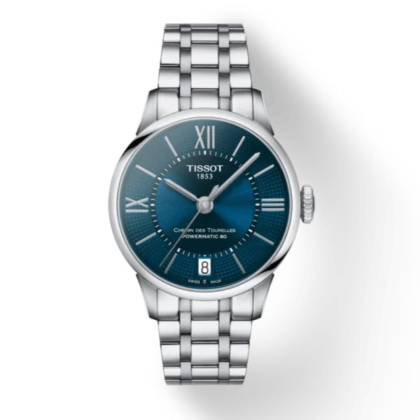 0_a351aa1a-501e-47ef-9a68-cf8ad7b194b0 Tissot Chemin Des Tourelles Powermatic 80 Lady Blue Dial Silver Steel Strap Watch For Women - T099.207.11.048.00
