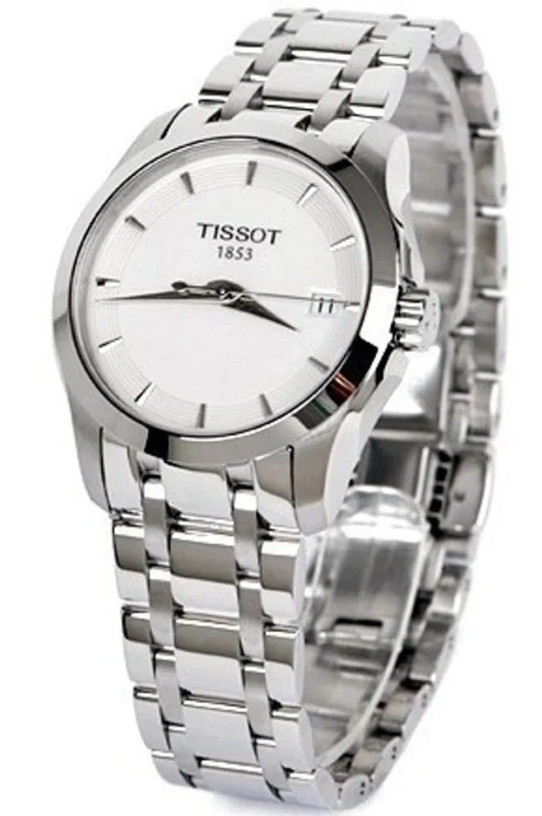 0_cb206d11-31a2-4080-960d-09b69cb28e69 Tissot T Trend Couturier White Dial Silver Steel Strap Watch For Women - T035.210.11.011.00