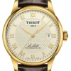 1 Tissot Le Locle Powermatic 80 Gold Dial Brown Leather Strap Watch For Men - T006.407.36.263.00