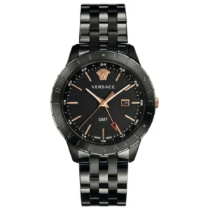 1-19 Versace Univers Quartz Black Dial Black Steel Strap Watch for Men - VEBK00618