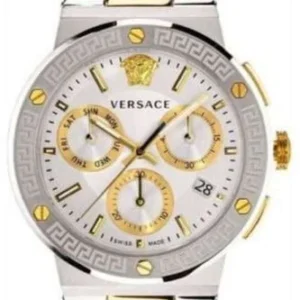 1-40_956bea9b-4896-412e-a21f-f84427a5a656 Versace Greca Chronograph White Dial Two Tone Steel Strap Watch For Men - VEZ900321