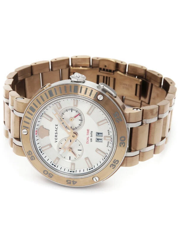 1018028180016_1 Versace V Extreme Chronograph White Dial Rose Gold Stainless Steel Watch for Women - VCN050017