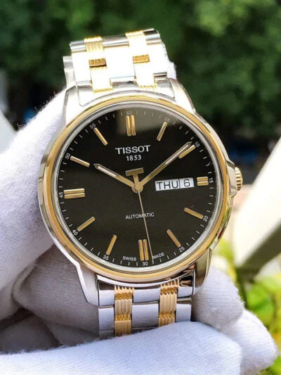 12-10-400x533 Tissot Automatics III Day Date Black Dial Two Tone Steel Strap Watch For Men - T065.430.22.051.00