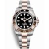 ROLEX OYSTER PERPETUAL GMT CERAMIC BEZEL WATCH BLACK WITH STAINLESS STEEL SILVER&ROSE GOLD BEL