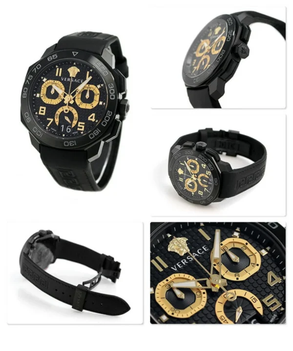 133466_resize_1200-1600-4 Versace Dylos Chronograph Black Dial Black Rubber Strap Watch for Men - VQC020015
