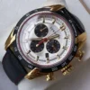 13dc3ef0-a365-4ff5-bb08-8426db4e4038 Versace V-Ray Chronograph White Dial Black Leather Strap Watch for Men - VDB040014