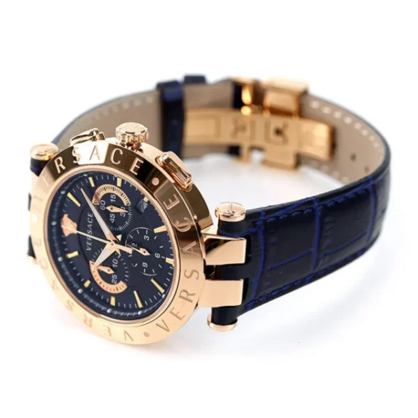 1835179332 Versace Race GMT Blue Dial Blue Leather Strap Watch For Men - 29G70D282