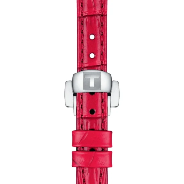 Tissot Bellissima Small Lady Diamonds Mother of Pearl Dial Red Leather Strap Watch For Women - T126.010.66.113.00