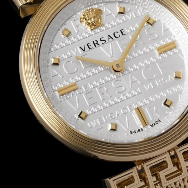 1_55f11a12-657c-43e9-b3a1-c63d7f56db8b Versace Meander Greca White Dial Gold Mesh Bracelet Watch for Women - VELW00820