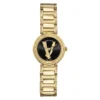 Versace V Virtus Quartz Black Dial Gold Steel Strap Watch For Women - VET300121