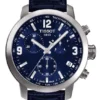 Tissot PRC 200 Chronograph Blue Dial Blue Leather Strap Watch For Men - T055.417.16.047.00
