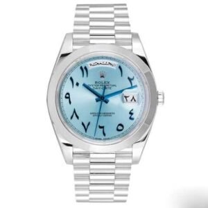 ROLEX DAY-DATE ARABIC WATCH BLUE WITH STAINLESS STEEL SILVER BELT