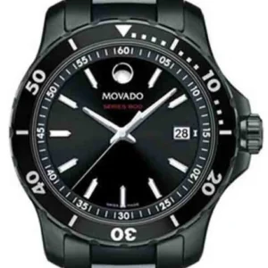 Movado Series 800 Black Dial Black Steel Strap Watch For Men - 2600143